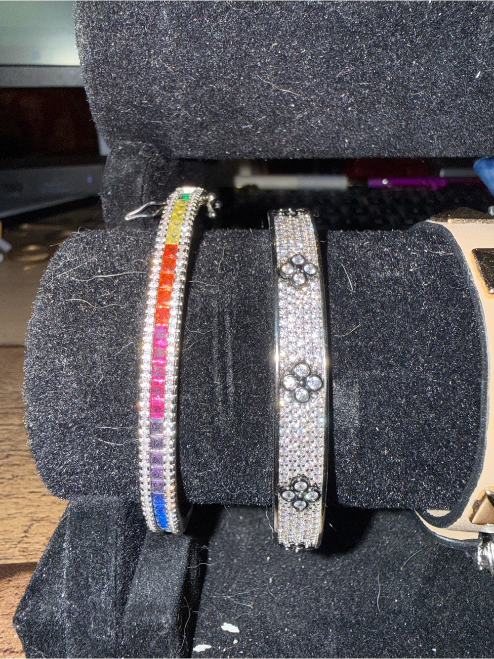 Park Lane Multicolor Crystal Rainbow & Silver Pavé Bracelet Set